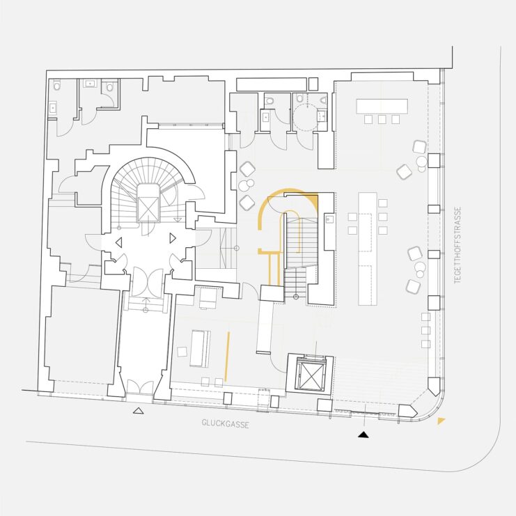 Architektonischer Plan der neuen Hypo Tirol Bank in Wien.