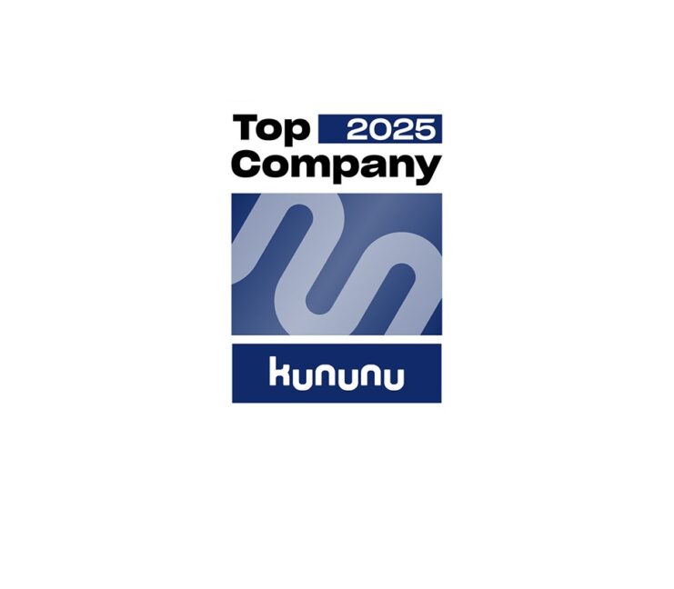Logo von Kununu für die Auszeichnung Top Company 2025 in der Farbe blau.