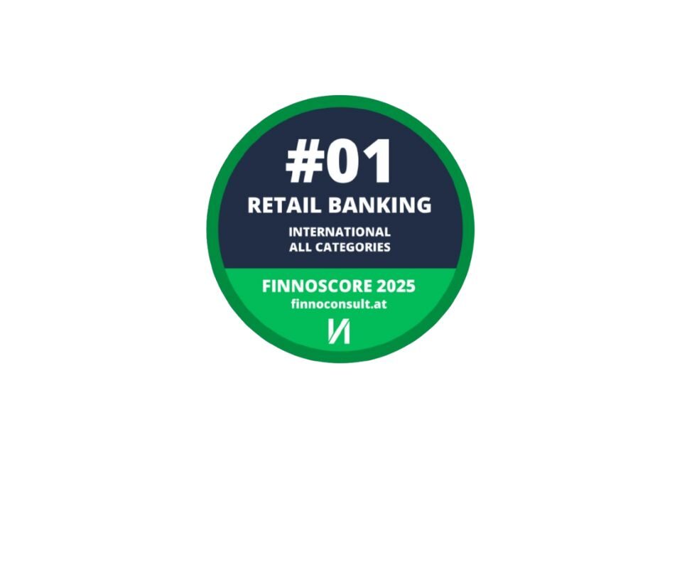 Logo der Auszeichnung Finnoscore 2025 für Platz 1 in der Digitalisierung in den Farben dunkelblau und grün.