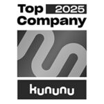 Logo für eine Auszeichnung von kununu für Top Company des Jahres 2025 in schwarz-weiß.